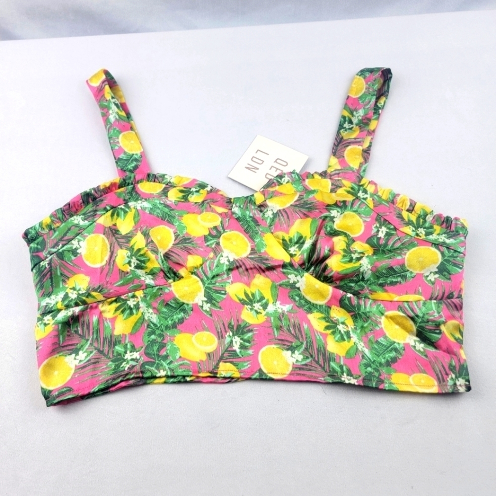 NWT QED London cropped satin lemon top Size 10